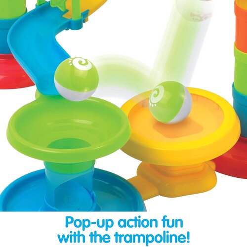 Kidoozie Kidoozie Drop N' Roll Raceway – 30-Piece Marble Run-Style Ball Tower with 3 Colorful Balls – Ages 12 Months+