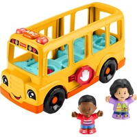 Mattel Fisher-Price Little People Toddler Toy School Bus Musical Push-Along Vehicle with 2 Figures for Pretend Play Ages 1+ Years