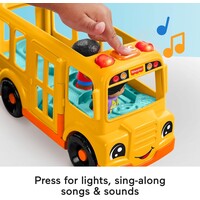 Mattel Fisher-Price Little People Toddler Toy School Bus Musical Push-Along Vehicle with 2 Figures for Pretend Play Ages 1+ Years