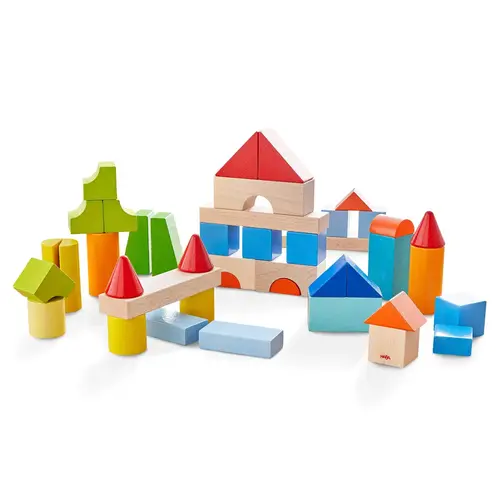 Haba Colored Building Blocks 46 Pc Set ages 1+ storage bag included