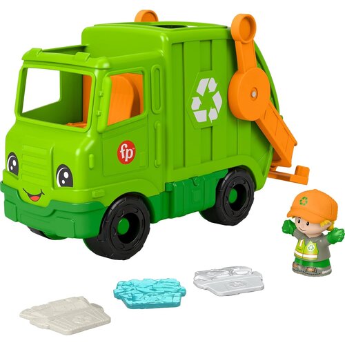 Mattel Fisher-Price Little People Musical Toddler Toy Recycling Truck Garbage Vehicle with Figure for Pretend Play Ages 1+ Years
