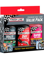 Finish Line Finish Line Bike Care Value Pack, Includes DRY Chain Lubricant, EcoTech Degreaser and Super Bike Wash Cleaner