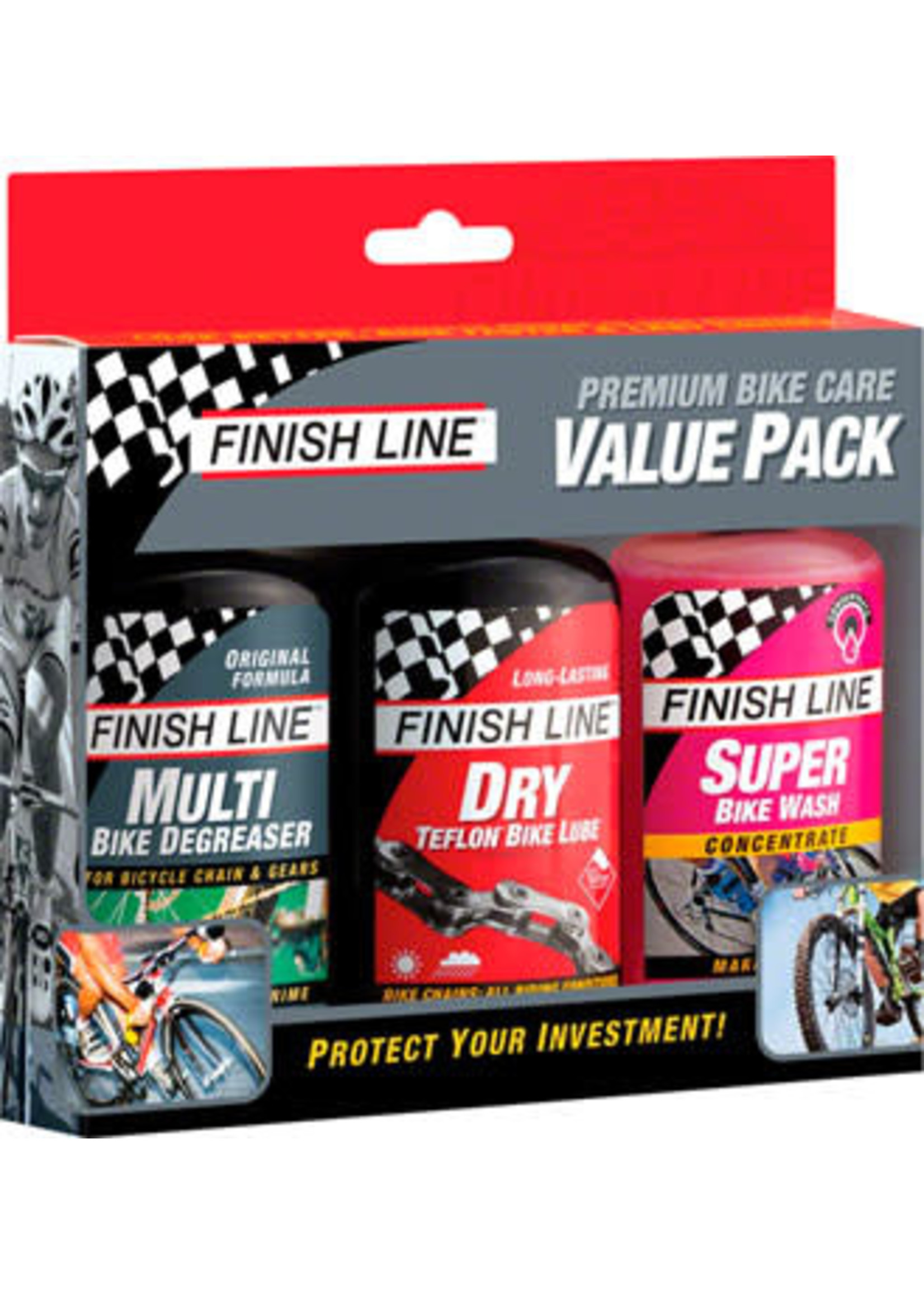 Finish Line Finish Line Bike Care Value Pack, Includes DRY Chain Lubricant, EcoTech Degreaser and Super Bike Wash Cleaner