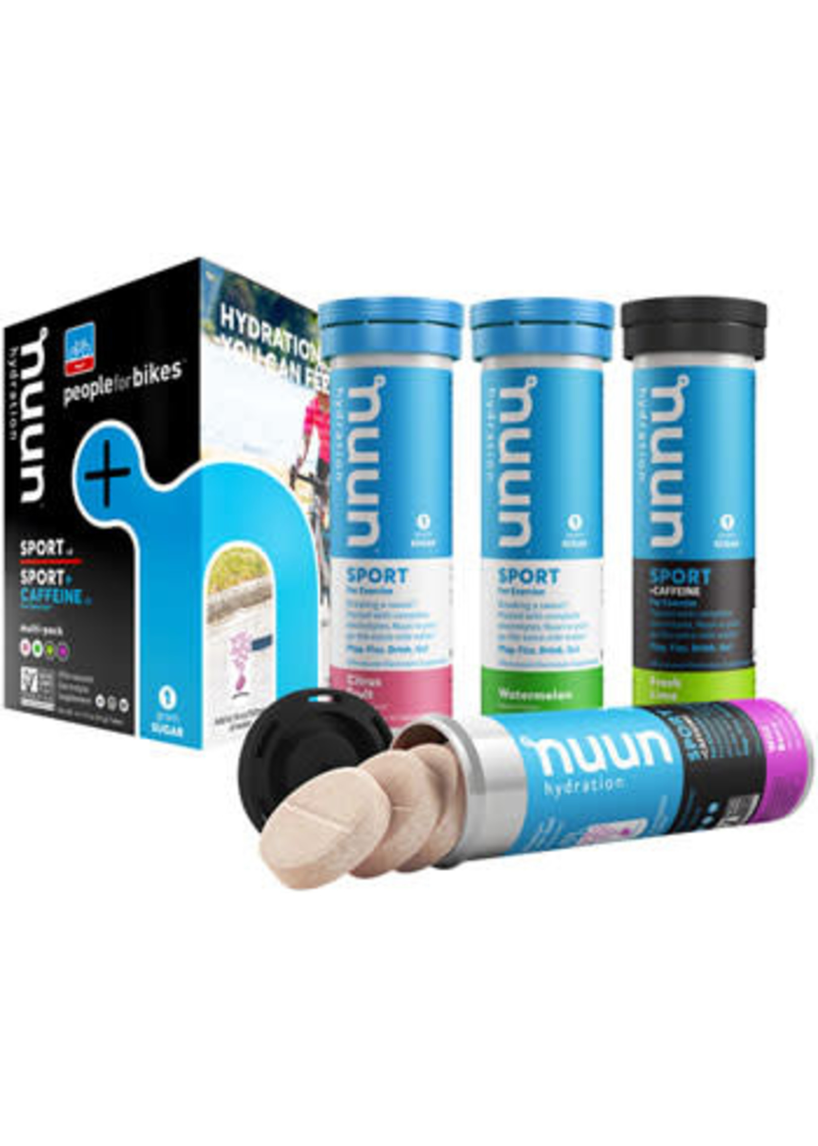 Nuun Nuun Sport Hydration Tablets: People for Bikes Mixed Pack, Box of 4 Tubes