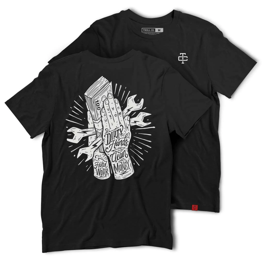 TROLL CO. HARD WORK TEE - BLACK