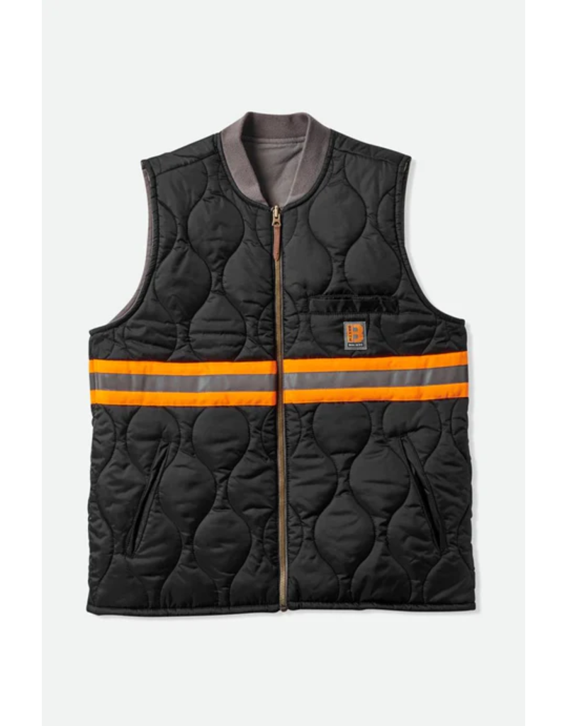 BRIXTON MENS BUILDERS ABRAHAM REVERSIBLE VEST (CHARCOAL/BLACK)