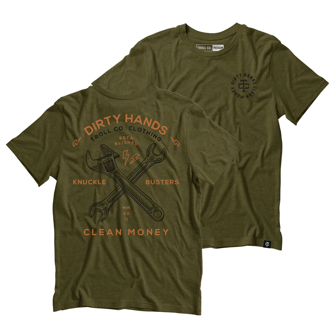 TROLL CO. TWISTING WRENCHES TEE - MILITARY GREEN