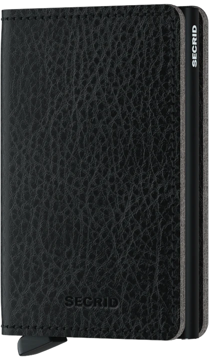SECRID SLIM WALLET VEG TANNED LEATHER - BLACK-BLACK