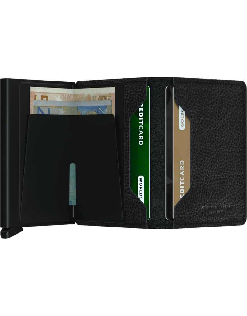 SECRID SLIM WALLET VEG TANNED LEATHER (BLACK-BLACK)