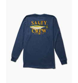 SALTY CREW YELLOWFIN L/S TEE - NAVY HEATHER