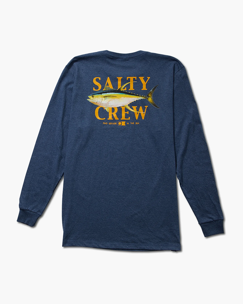 SALTY CREW YELLOWFIN L/S TEE - NAVY HEATHER