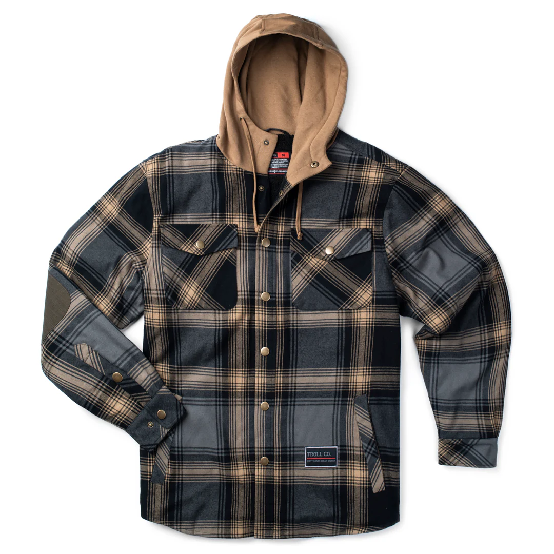 TROLL CO. CROSSTOWN FLANNEL JACKET - BLACK/TOBACCO