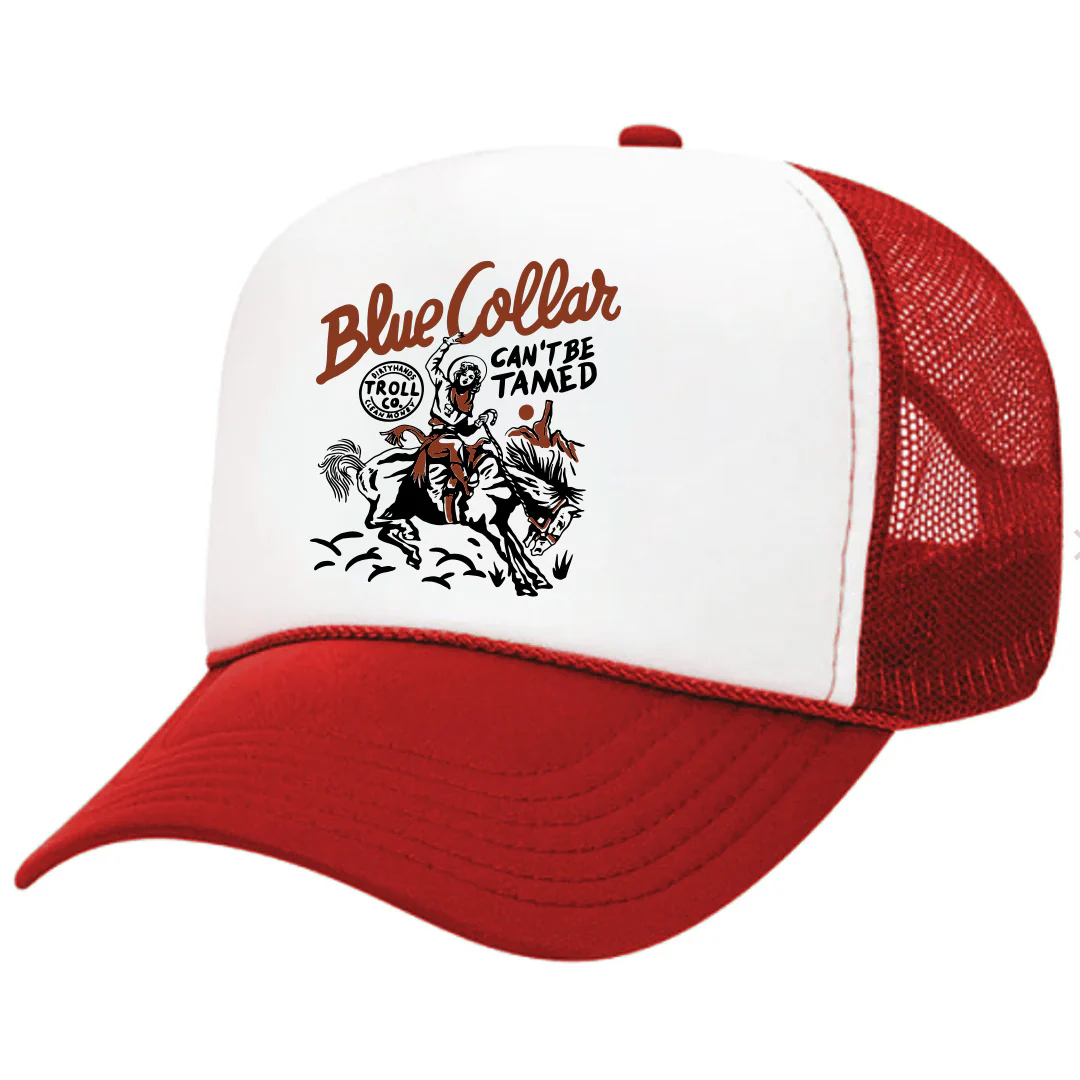TROLL CO. CANT BE TAMED FOAM TRUCKER HAT - RED WHITE RED