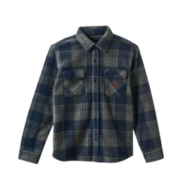BRIXTON BOWERY ARCTIC STRETCH FLEECE - WASHED NAVY/BEIGE PLAID