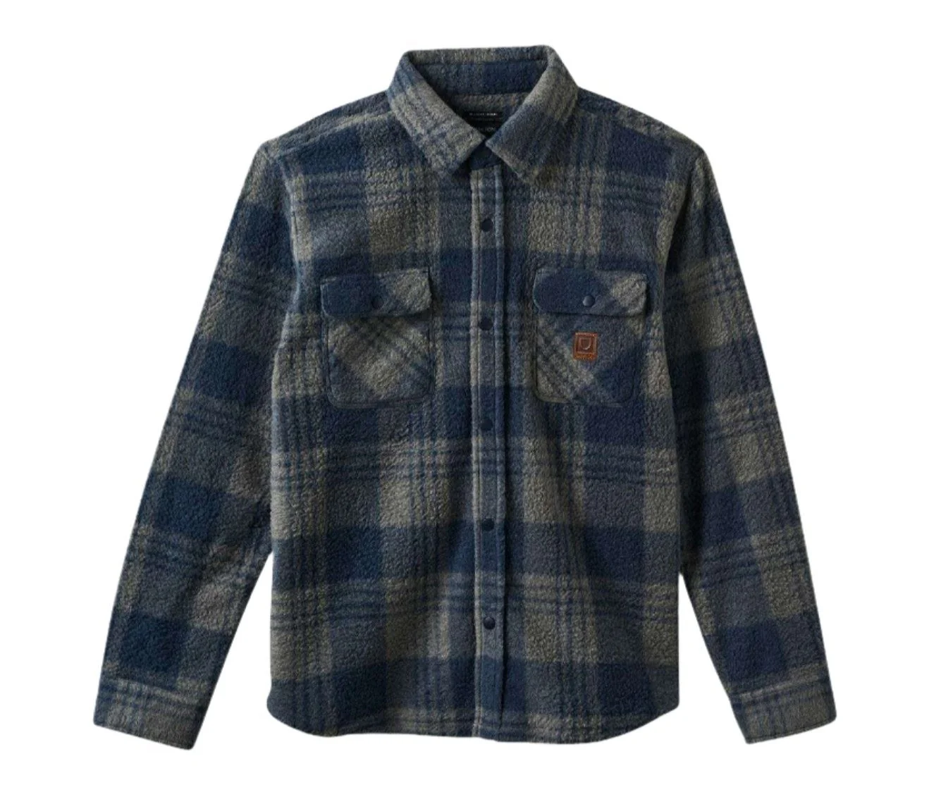 BRIXTON BOWERY ARCTIC STRETCH FLEECE - WASHED NAVY/BEIGE PLAID
