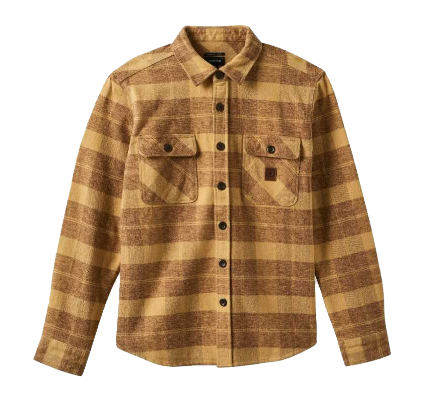 BRIXTON BOWERY HEAVYWEIGHT FLANNEL - CURRY YELLOW/PINECONE BROWN