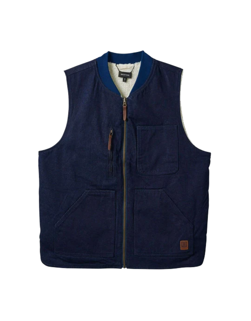 BRIXTON BUILDERS ABRAHAM REV VEST (RINSE DENIM/SHERPA)