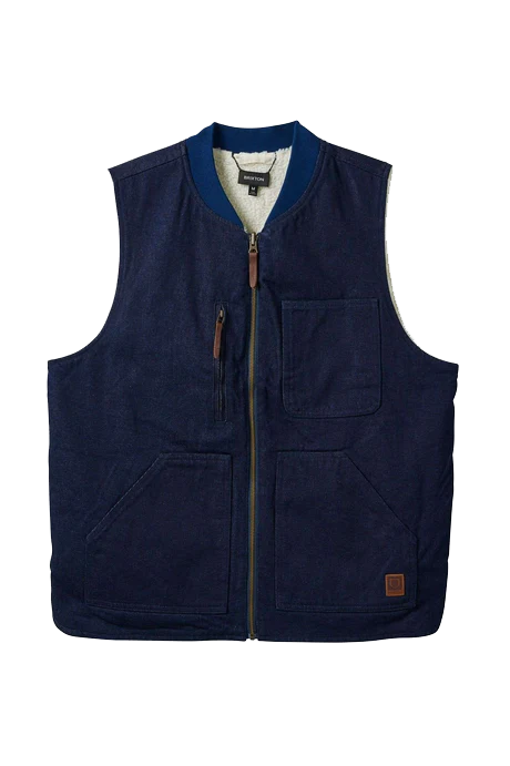BRIXTON BUILDERS ABRAHAM REV VEST - RINSE DENIM/SHERPA