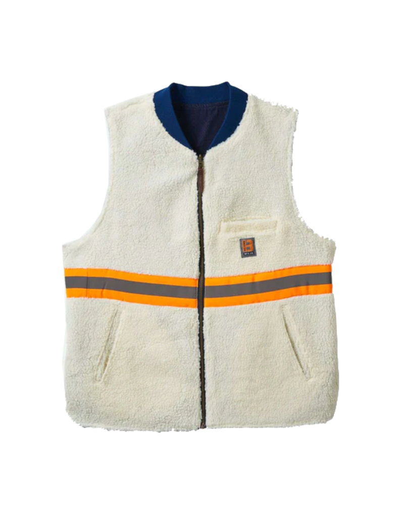 BRIXTON BUILDERS ABRAHAM REV VEST (RINSE DENIM/SHERPA)