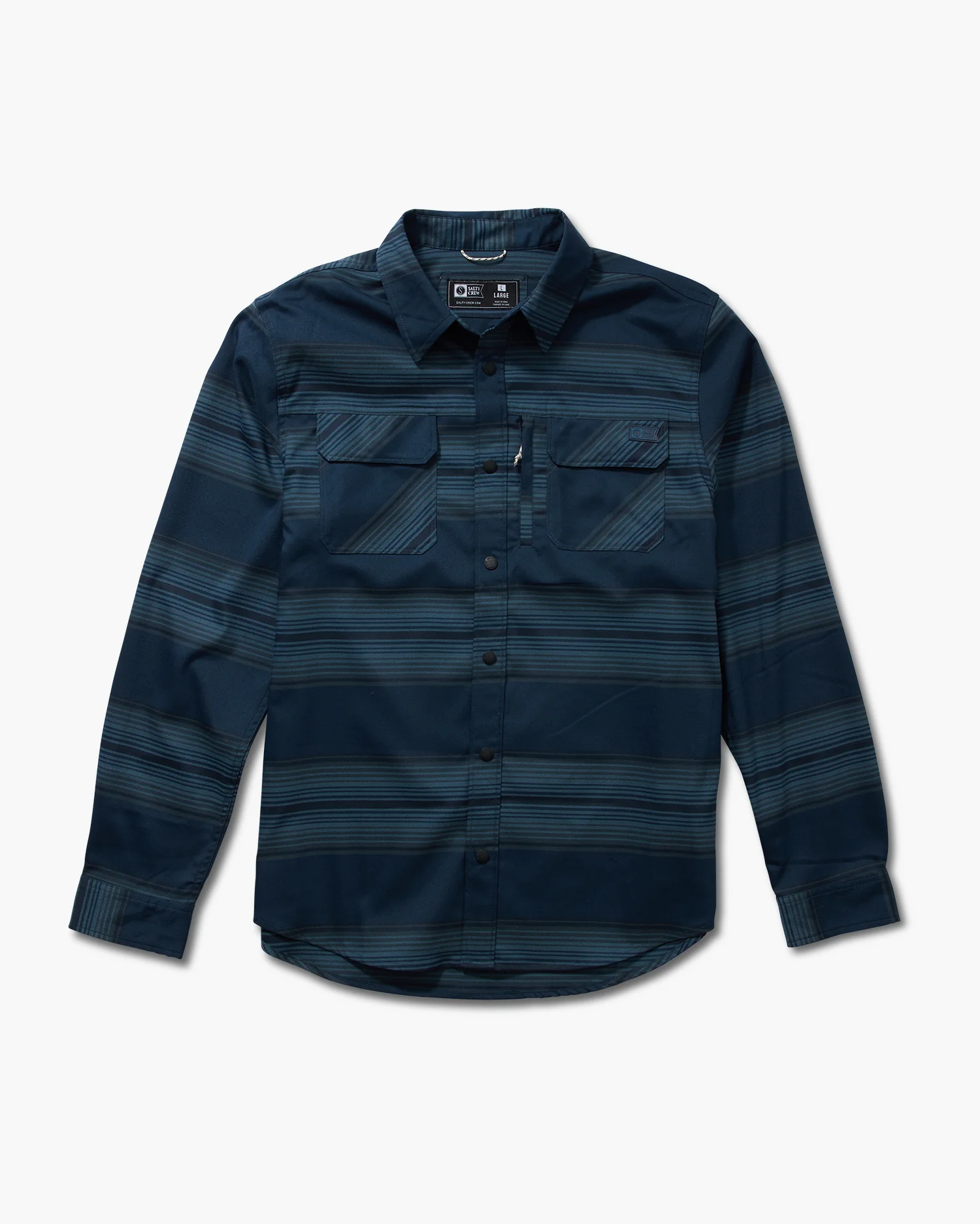 SALTY CREW FATHOM L/S TECH FLANNEL - DARK SLATE