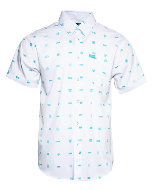 DIXXON MENS EXECUTIVE PARTY SHIRT - WHITE/TIFFANY
