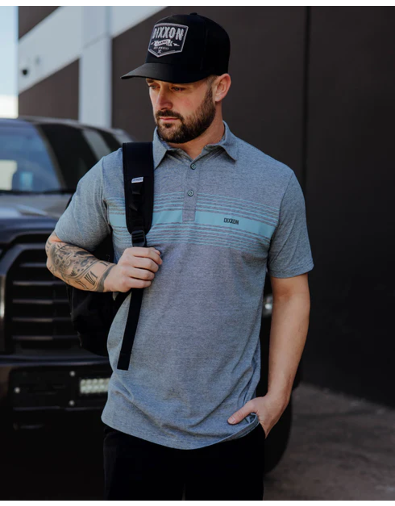 DIXXON MENS BLUE STRIPES HEATHER TEAL PREMIUM POLO (ASSORTED)