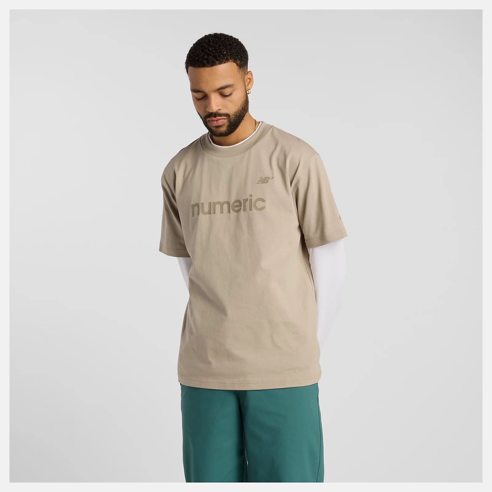 NEW BALANCE NUMERIC COTTON T-SHIRT - TAN