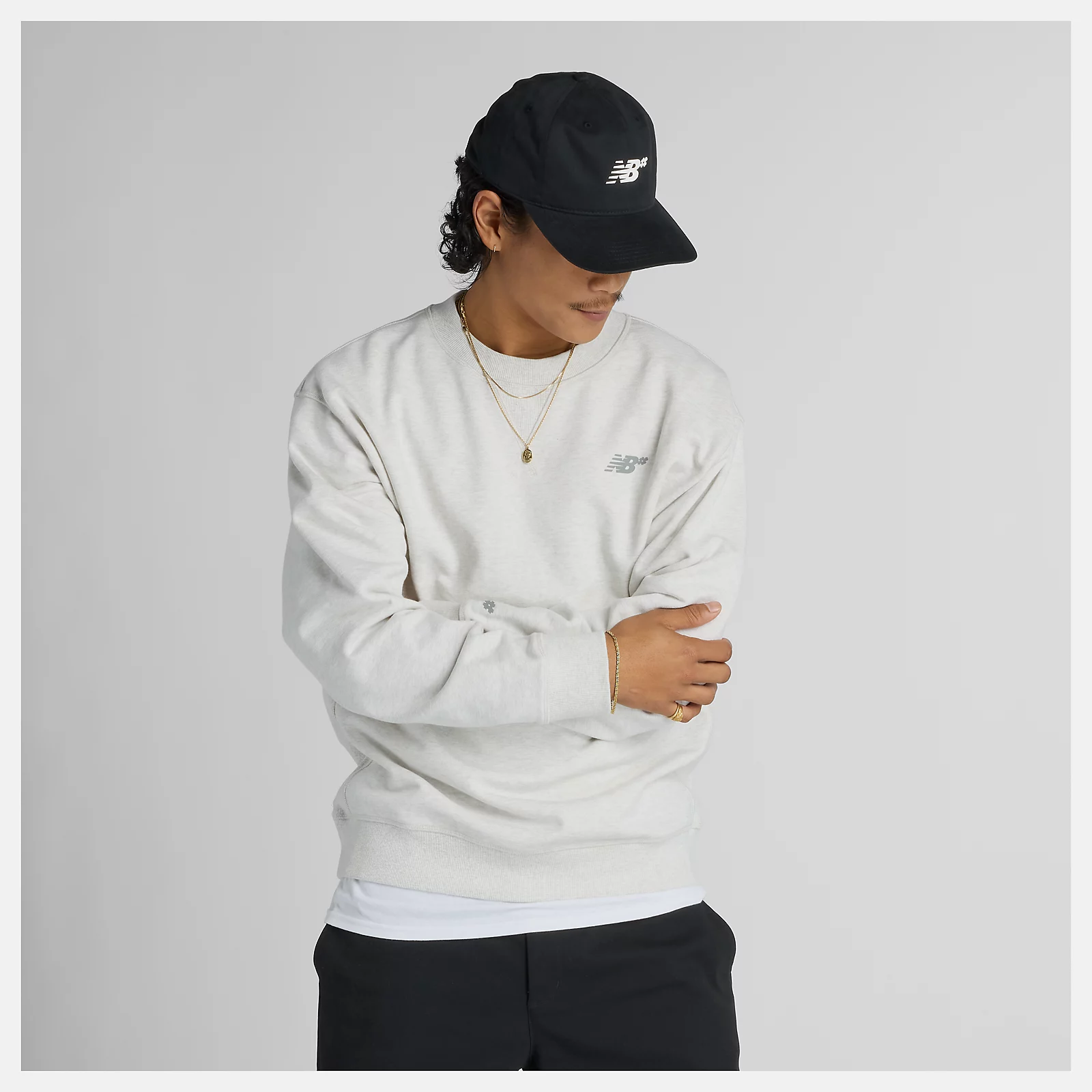 NEW BALANCE NUMERIC FRENCH TERRY CREW - OAT HEATHER