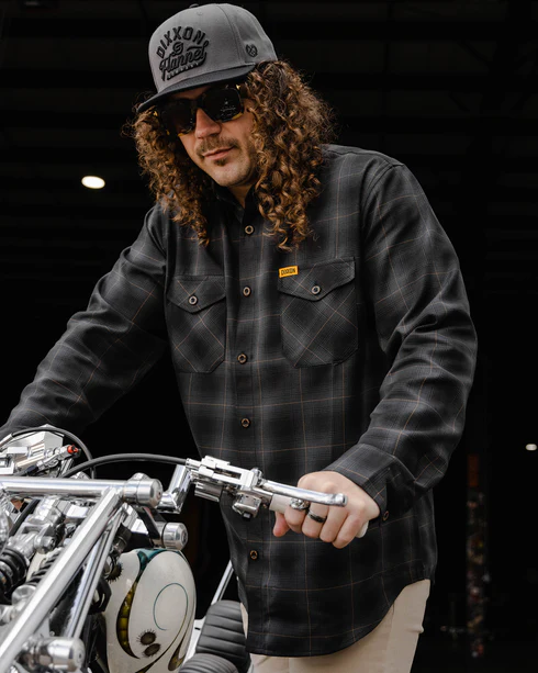 DIXXON MENS MAMA TRIED FLANNEL - BLACK/GREY/GOLD