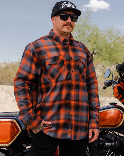 DIXXON MENS SOUND OF FREEDOM FLANNEL - ORANGE/GREY