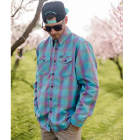 DIXXON MENS THE RISEN FLANNEL - AQUA/PURPLE/LIME