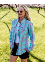 DIXXON WOMENS THE RISEN FLANNEL (AQUA/PURPLE/LIME)