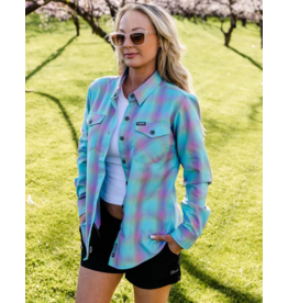 DIXXON WOMENS THE RISEN FLANNEL - AQUA/PURPLE/LIME