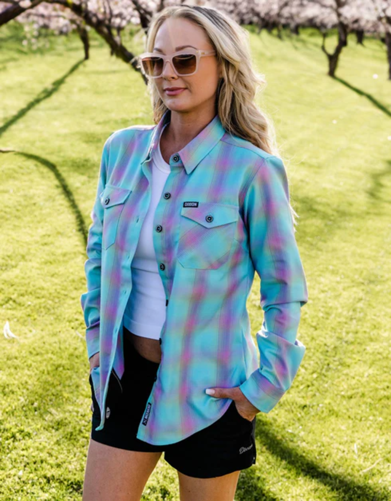 DIXXON WOMENS THE RISEN FLANNEL (AQUA/PURPLE/LIME)