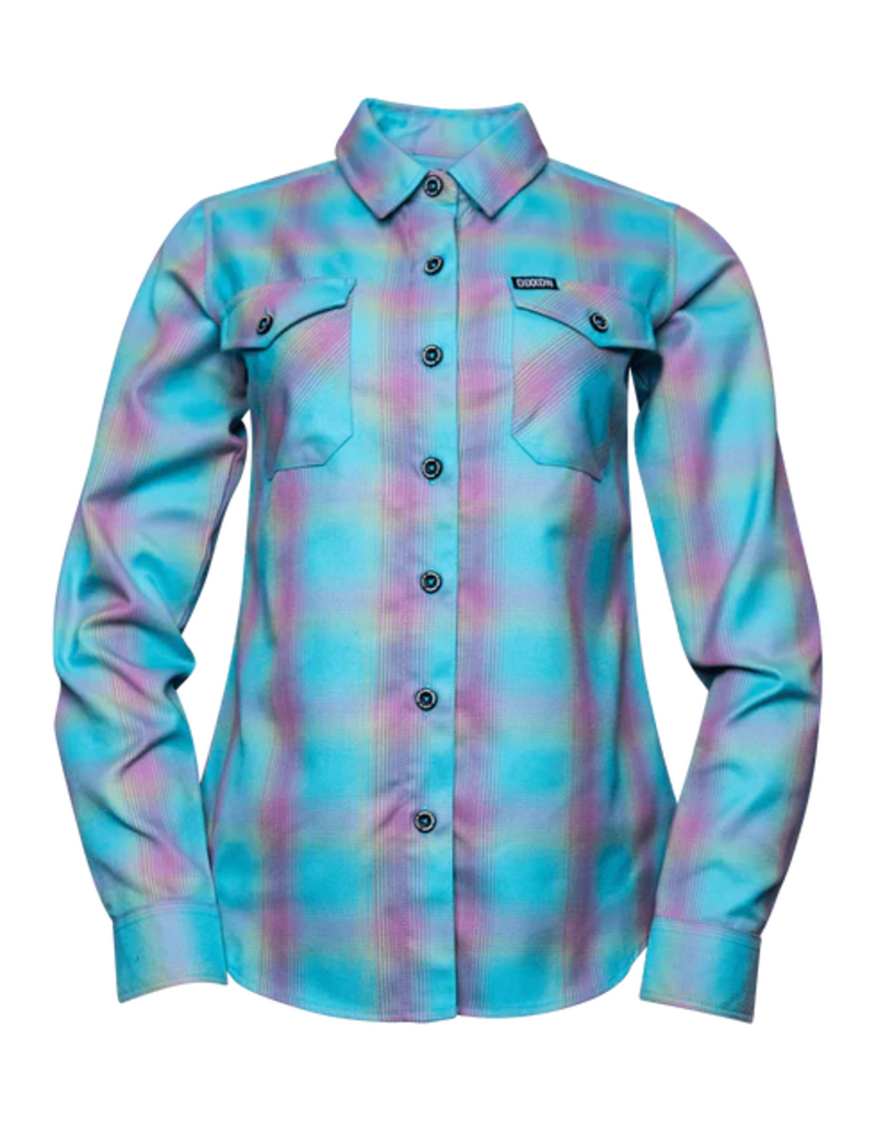 DIXXON WOMENS THE RISEN FLANNEL (AQUA/PURPLE/LIME)