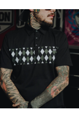 DIXXON MENS GREEN WHITE ARGYLE PREMIUM POLO (ASSORTED)