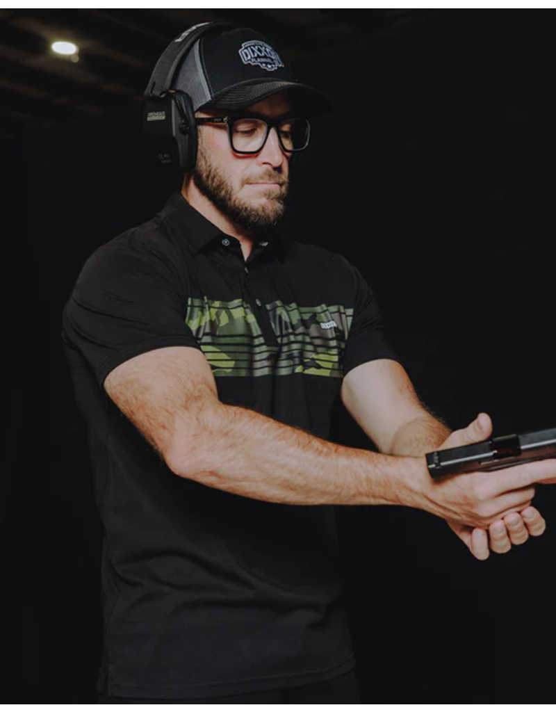 DIXXON MENS CAMO STRIPES BLACK PREMIUM POLO (ASSORTED)