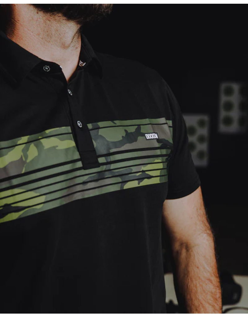 DIXXON MENS CAMO STRIPES BLACK PREMIUM POLO (ASSORTED)