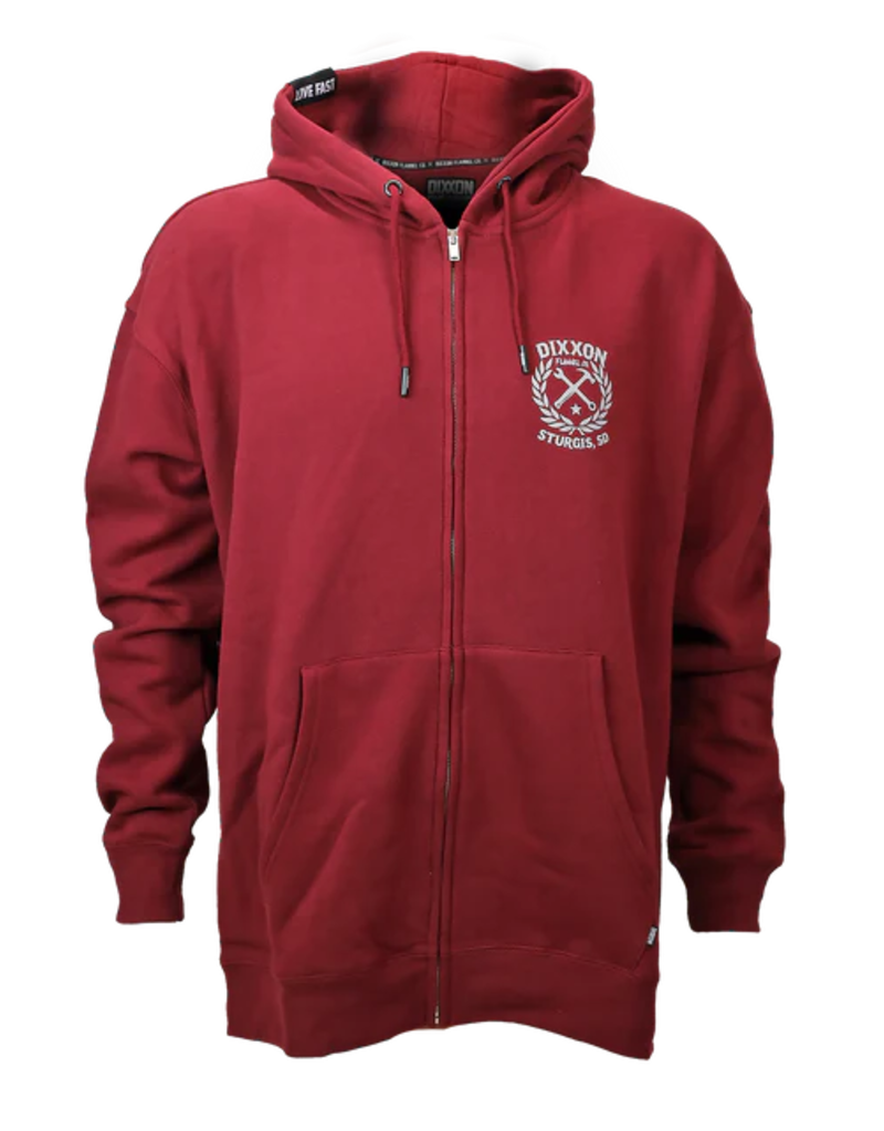 DIXXON STURGIS SKETCHY CREST ZIP HOOD (BURGUNDY)