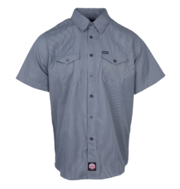 DIXXON MENS WORKFORCE S/S SHIRT - NAVY/GREY STRIPED