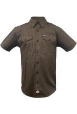 DIXXON MENS WORKFORCE S/S SHIRT (BROWN/BLACK STRIPED)