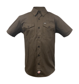 DIXXON MENS WORKFORCE S/S SHIRT - BROWN/BLACK STRIPED