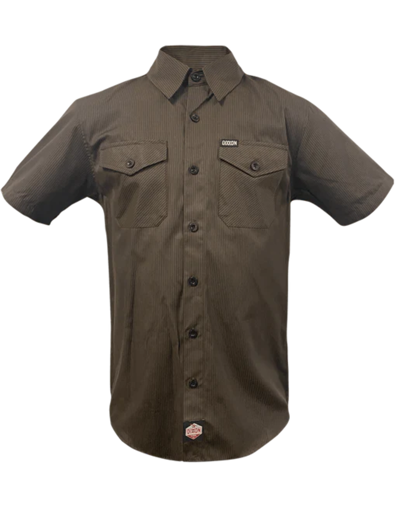 DIXXON MENS WORKFORCE S/S SHIRT (BROWN/BLACK STRIPED)