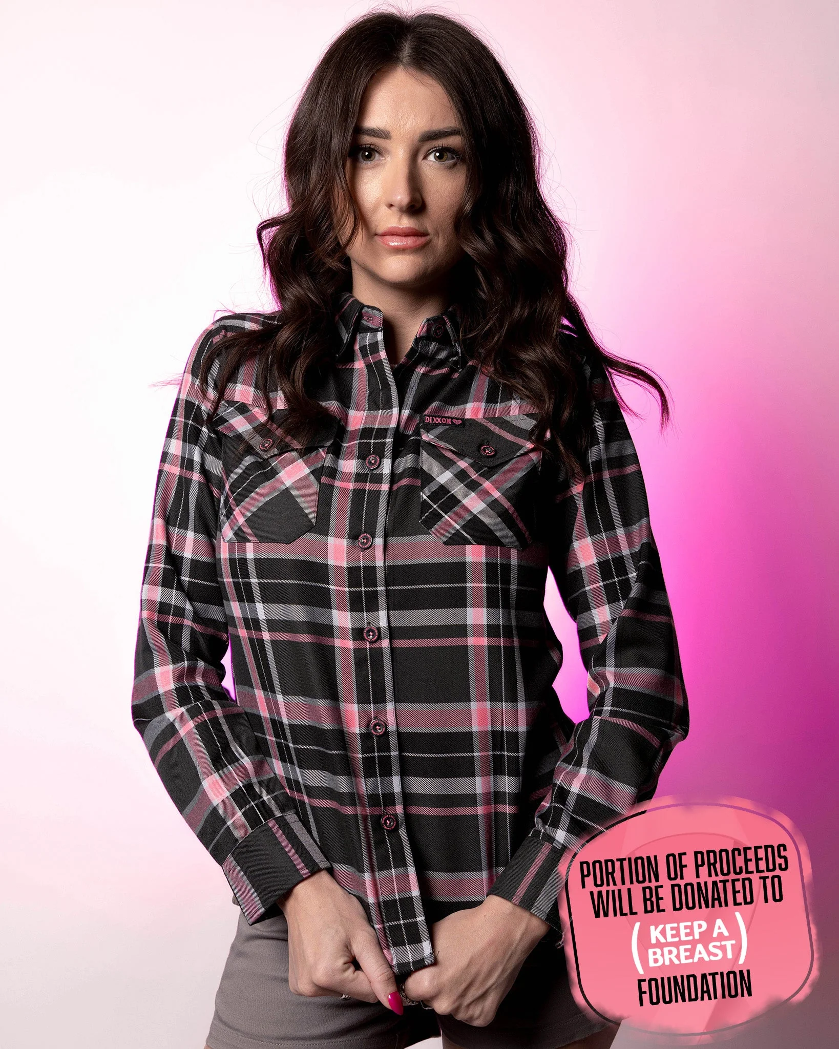 DIXXON WOMENS I HEART BOOBIES 2025 FLANNEL - ASSORTED