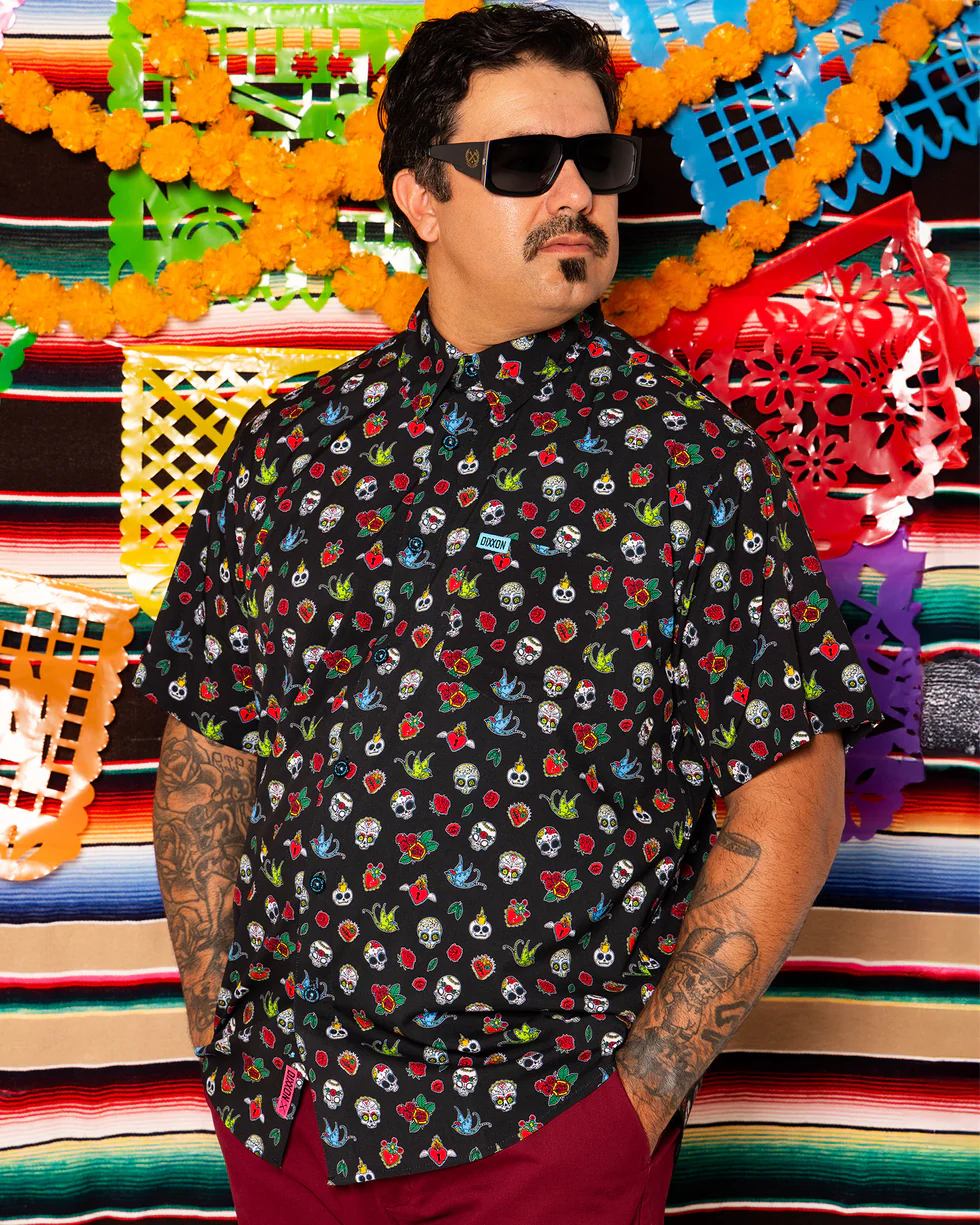 DIXXON MENS LOS MUERTOS PARTY SHIRT - ASSORTED