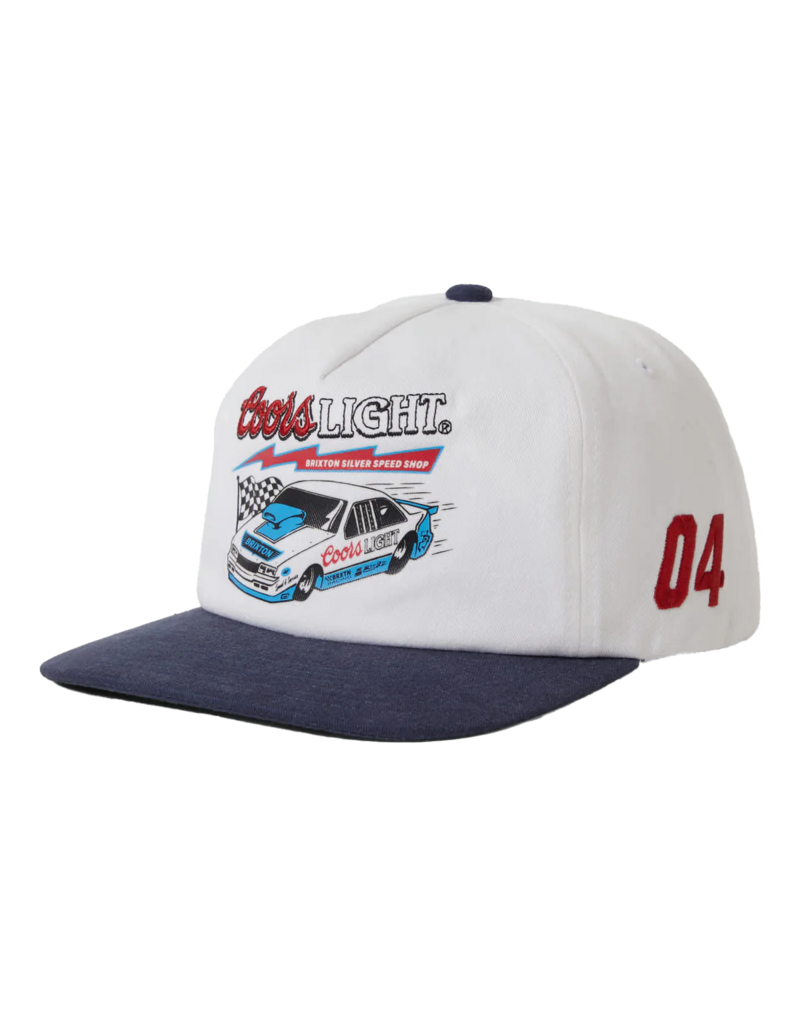 BRIXTON COORS LIGHT BLOWER MP SNAPBACK HAT (WHITE/NAVY)
