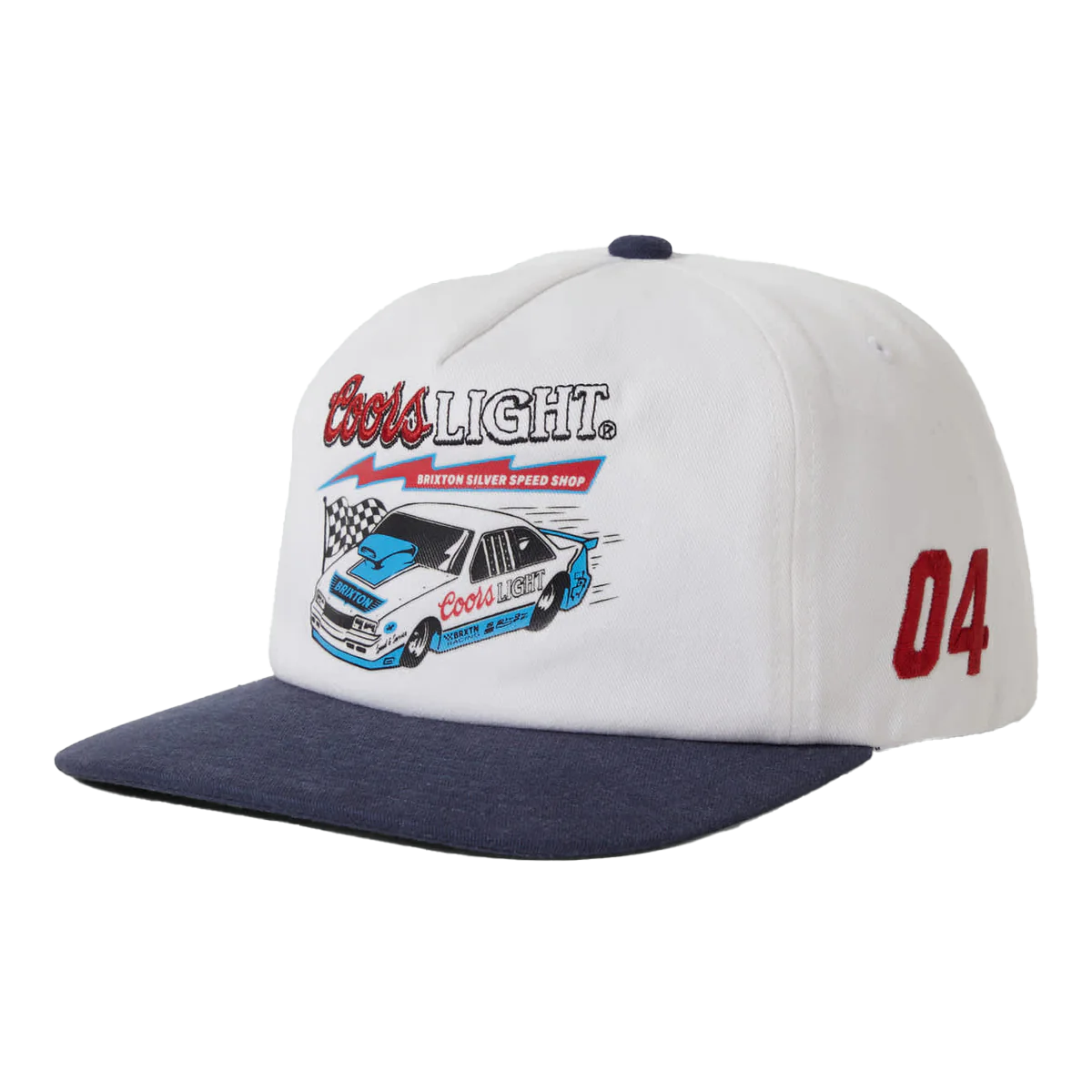 BRIXTON COORS LIGHT BLOWER MP SNAPBACK HAT - WHITE/NAVY