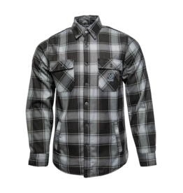 DIXXON MENS NIGHT SHIFT SHERPA FLANNEL JACKET - GREY/BLACK