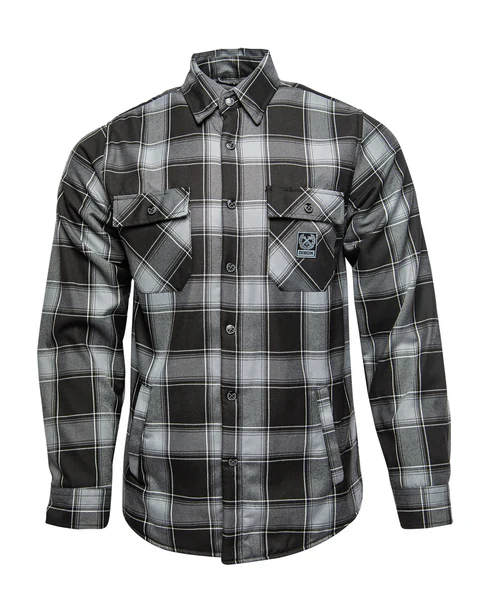 DIXXON MENS NIGHT SHIFT SHERPA FLANNEL JACKET - GREY/BLACK