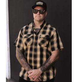 DIXXON MENS BARRIO HERITAGE S/S BAMBOO SHIRT - TAN/BLACK